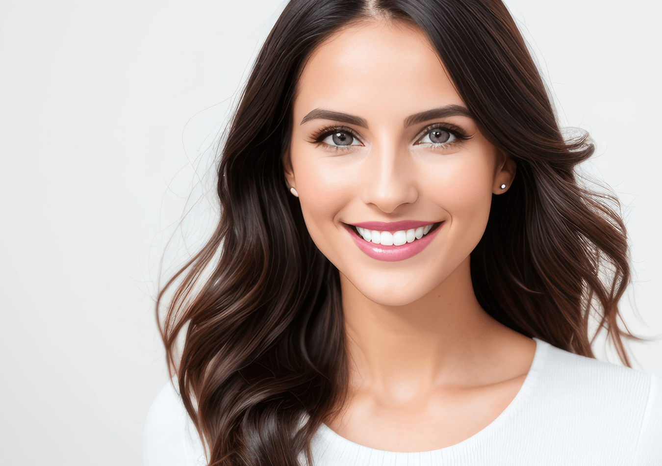 IMMAGINE RAGAZZA CAPELLI LUNGHI IN PARTE DIETRO LE SPALLE MAGLIETTA BIANCA SORRISO HOMEPAGE ATG A-min